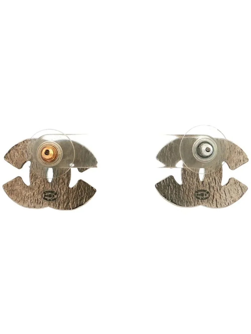 Chanel Rhinestone CC Logo Alloy Earrings Plated Silver